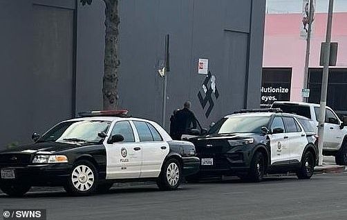 Police were called to Kanye West’s Yeezy HQ in Hollywood after a swastika was graffitied on the side of the building after the rapper’s vile antisemitic posts.