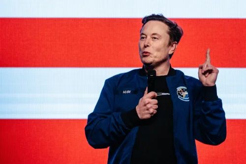 Elon Musk, chief executive officer of Tesla Inc., speaks during an America PAC town hall ahead of the Wisconsin Supreme Court election