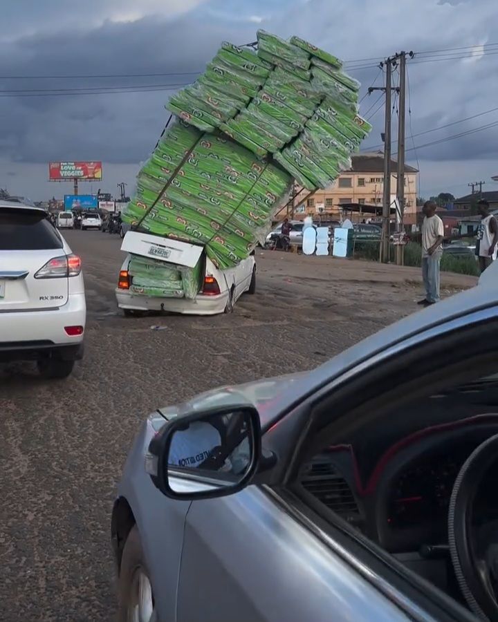 Troubling video shows small car tilting under the weight of heavy load placed on&nbsp;it
