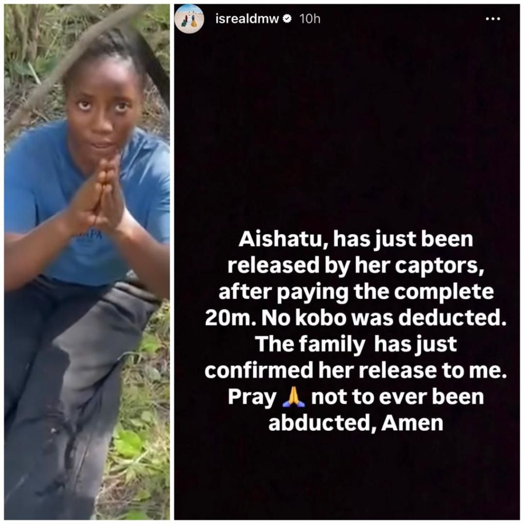 Aisha Wahab, the young woman who was k!dnapped in Auchi, Edo State, has regained her freedom after spending weeks in her abductors’&nbsp;den.