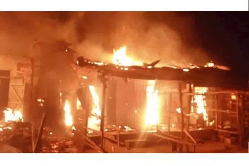 Goods destroyed as fire ravages shops in popular Alaba International market&nbsp;Lagos