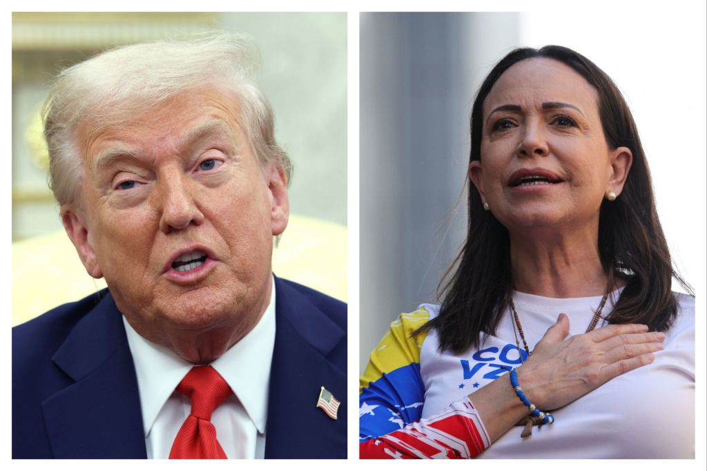 Venezuela’s Nobel Peace Prize winner gives medal to Trump in meeting but ‘fails to get his backing to lead&nbsp;country’