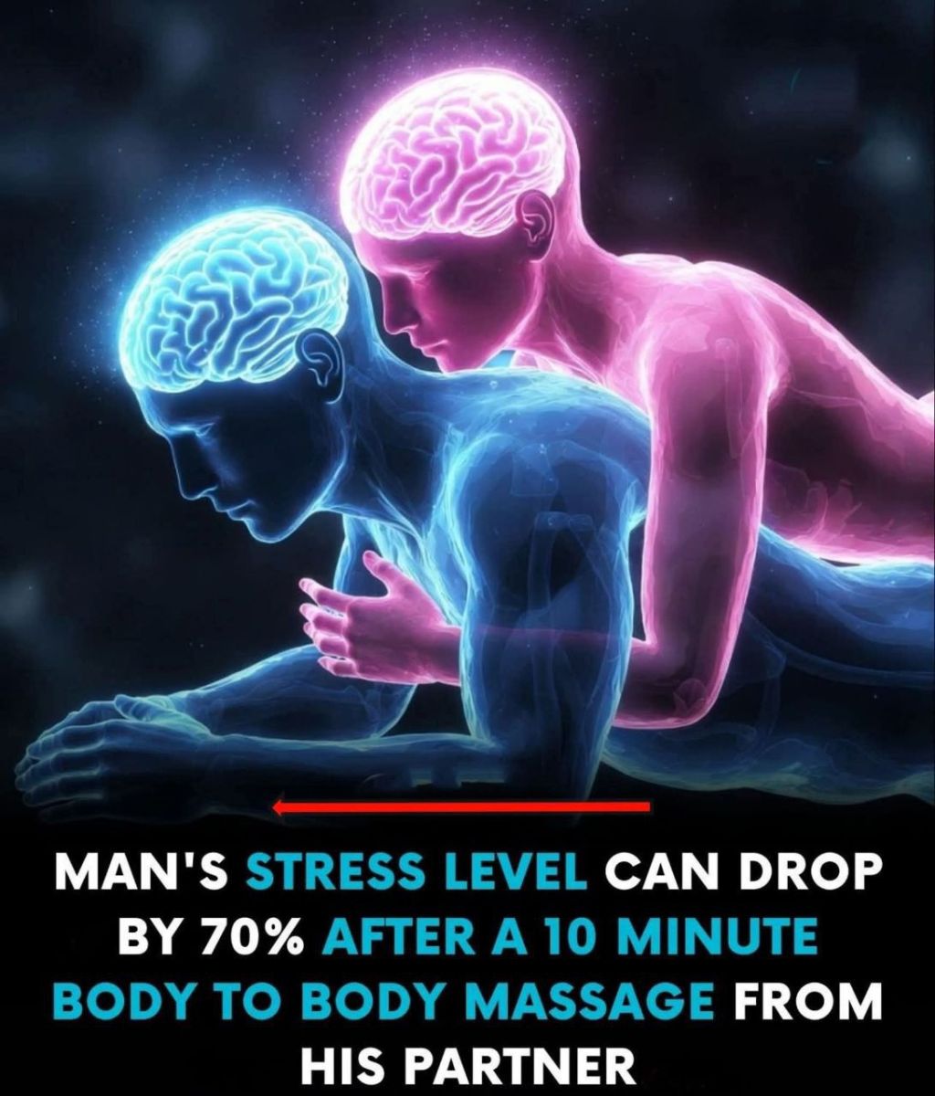 simple 10-minute body to body massage from a partner can dramatically lower a man’s stress levels in some cases by as much as&nbsp;50%