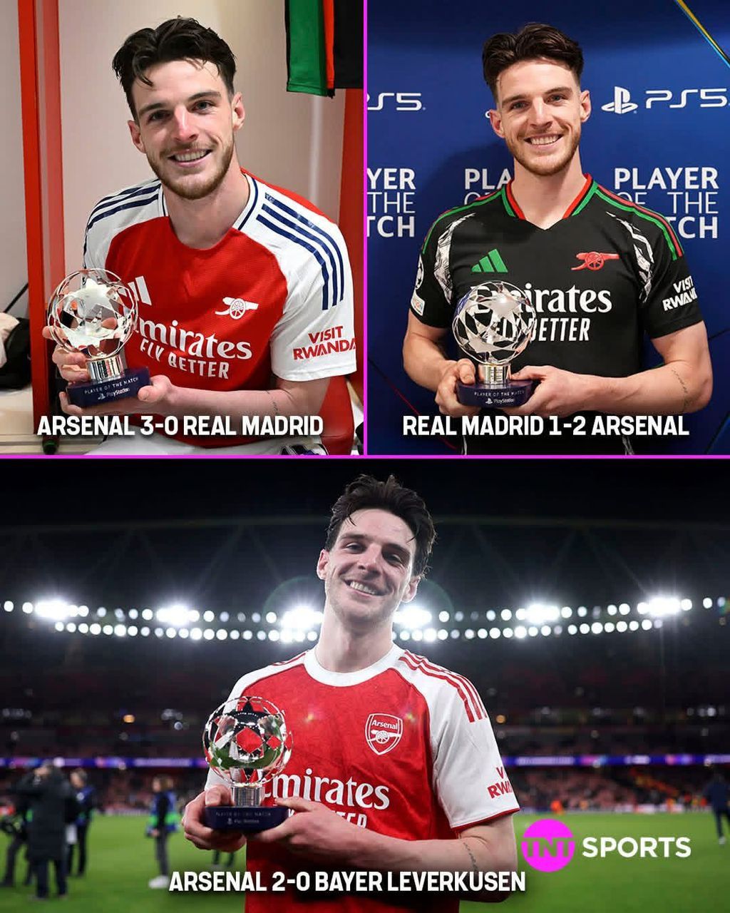Declan Rice has been Player of the Match in Arsenal’s last three UCL knockout&nbsp;wins