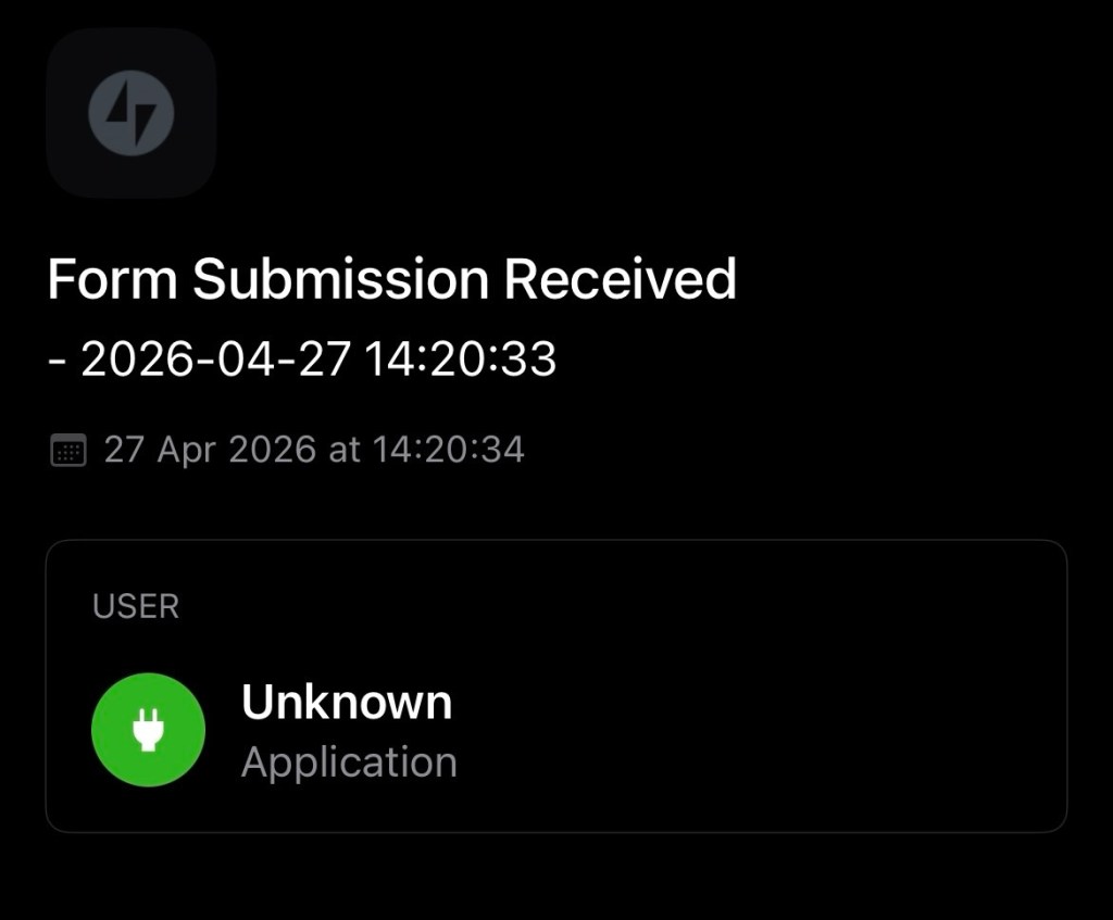 Form submission received” in a WordPress blog&nbsp;means.