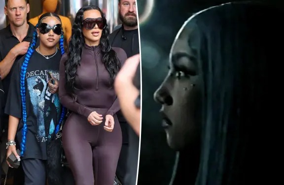 Kanye West and Kim Kardashian’s 12 year old daughter North West debuts under-eye piercings in eerie new&nbsp;music.