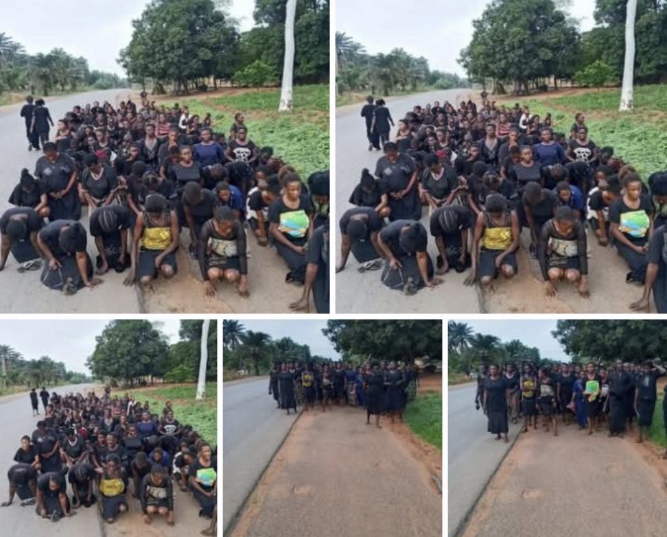Black-clad women pray by roadside over constant d3ath of youths in Cross River&nbsp;community.